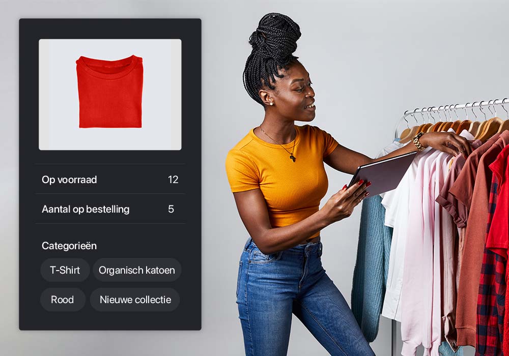 Voorraad van t-shirt in de backoffice van een retail kassasysteem