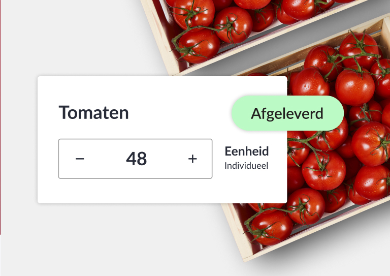 Bak met tomaten, inventaris en leverbon