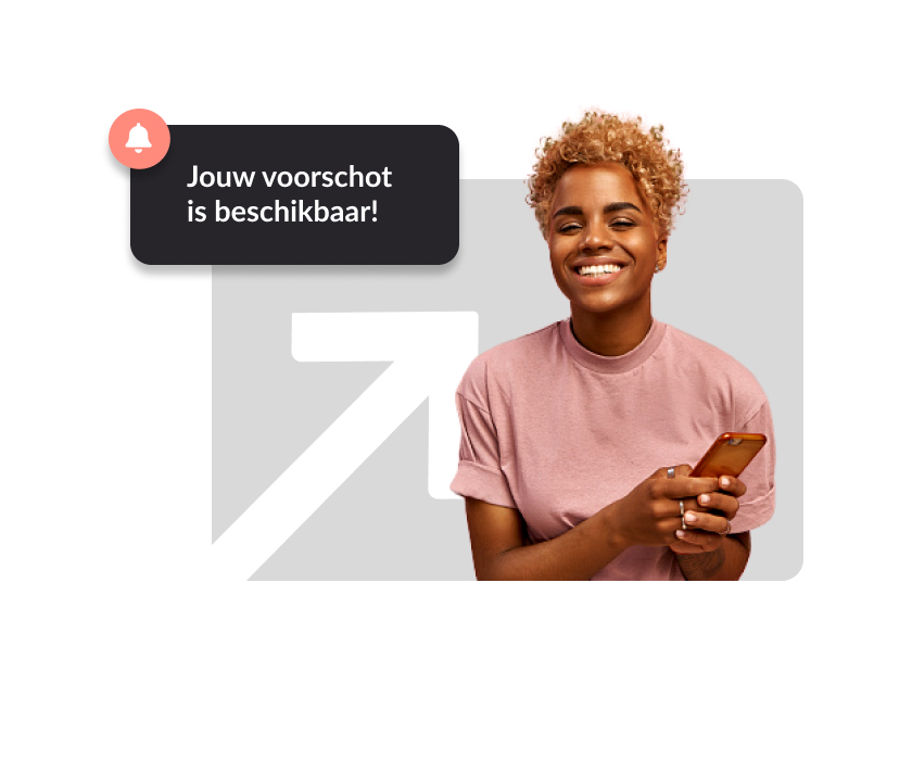 Goedkeuringsbericht van voorschot met vrouw en iPhone